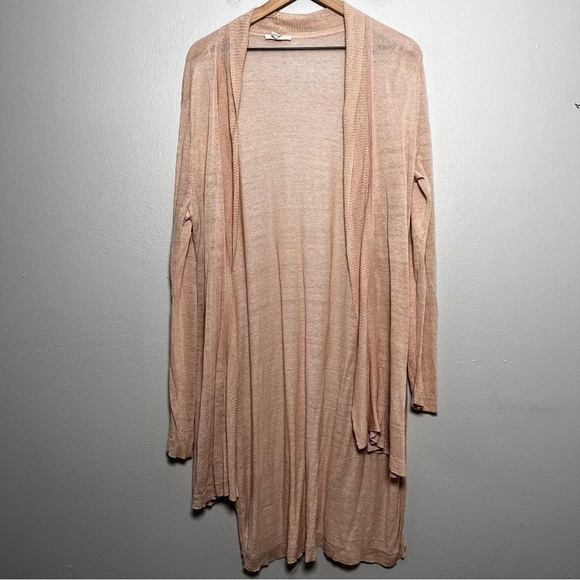 Eileen Fisher Women Linen Cardigan Sweater Large Longline Minimalist Luxury - Picture 1 of 9